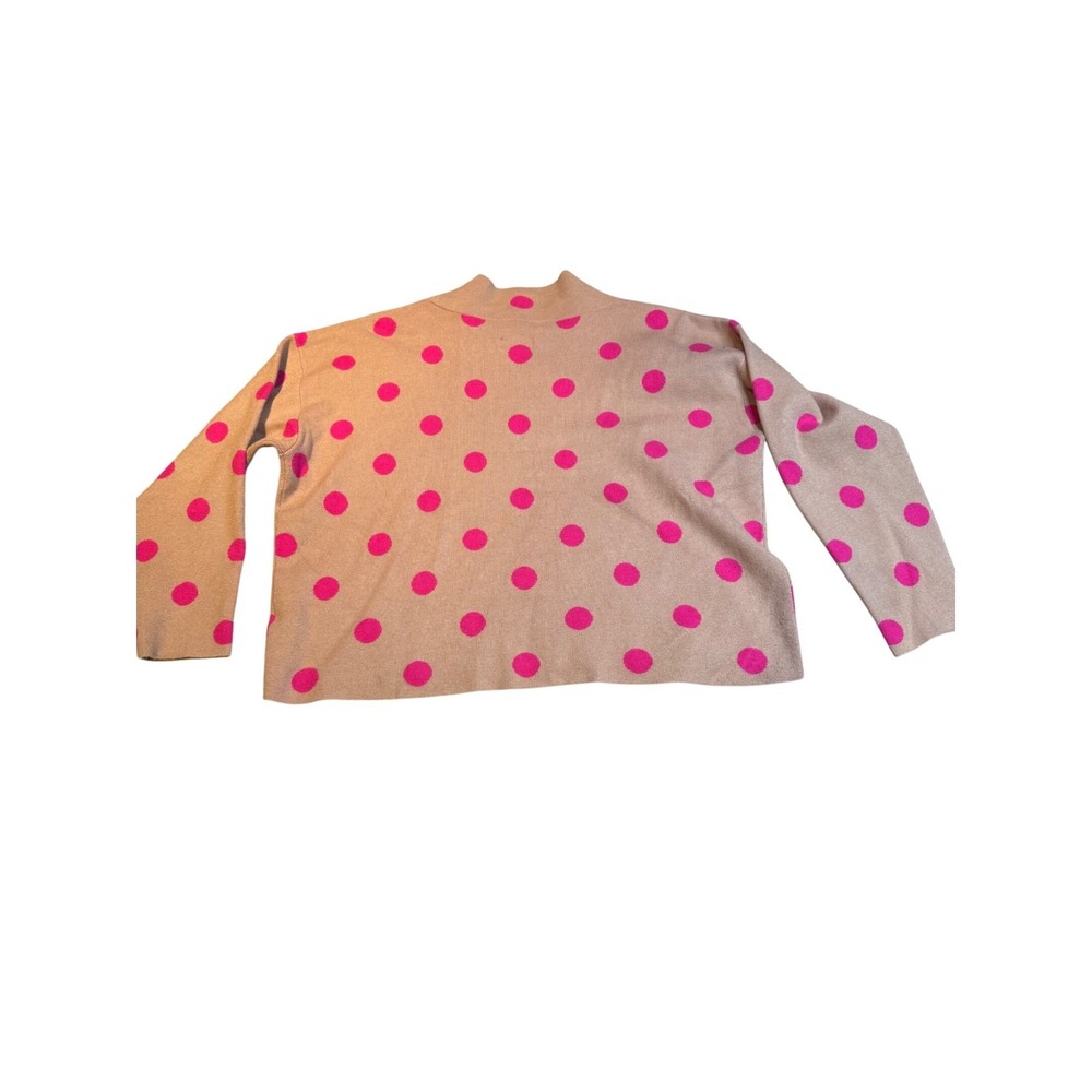 Maeve by Anthropologie Polka Dot Mock Neck Sweater Taupe Pink XLarge - Picture 3 of 9